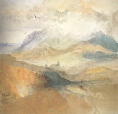 Joseph Mallord William Turner View of an Alpine Valley probably the Val d'Aosta (mk10) Sweden oil painting art